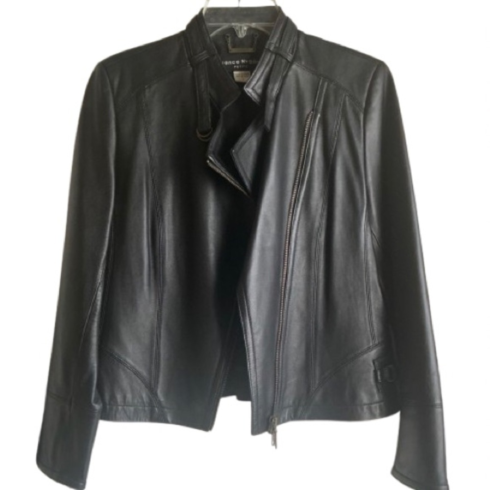 BIANCA NYGARD Black Leather Moto Jacket - Size 8